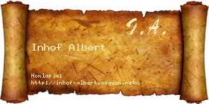 Inhof Albert névjegykártya